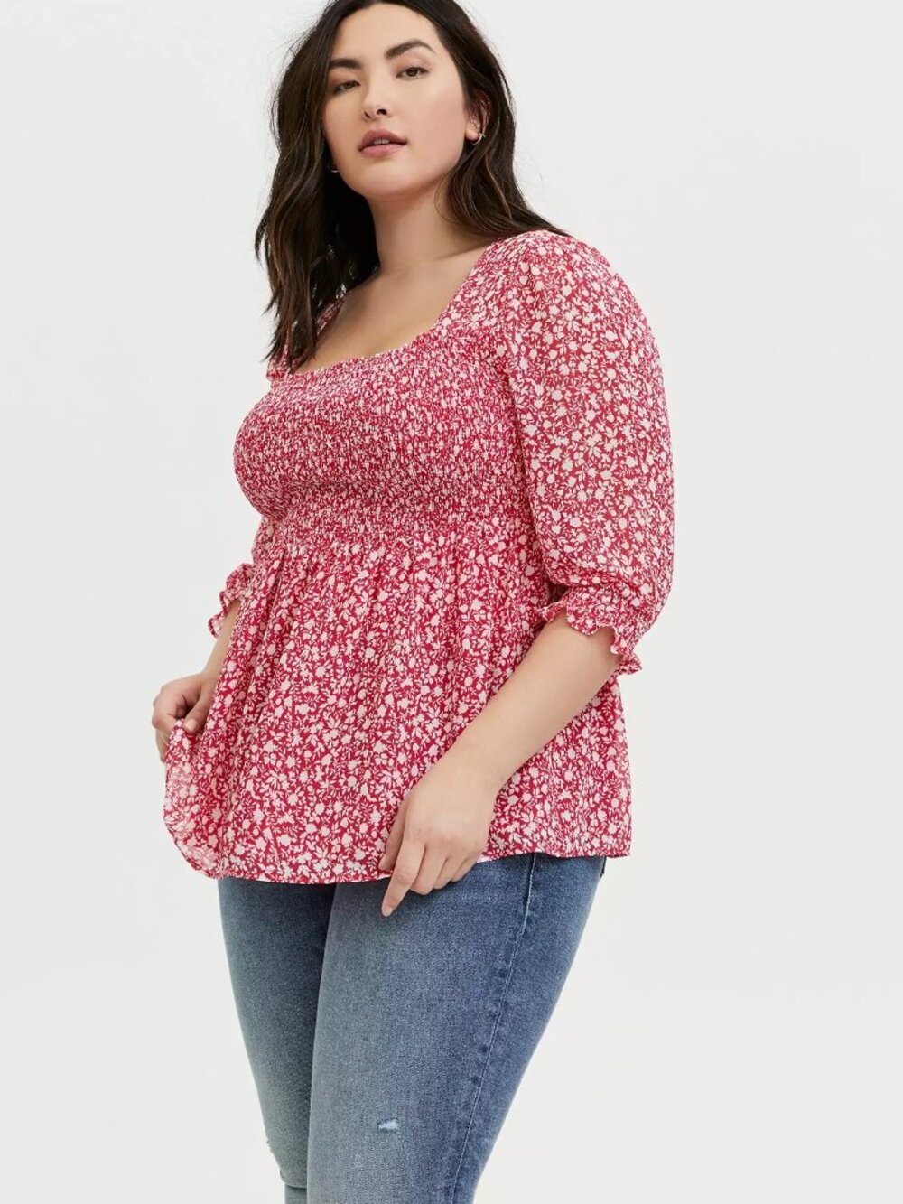 TORRID Babydoll Chiffon Smocked Top Size 1 NWT